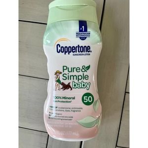 Coppertone Pure and Simple Baby Sunscreen Lotion SPF 50, 6 Fl Oz Bottle